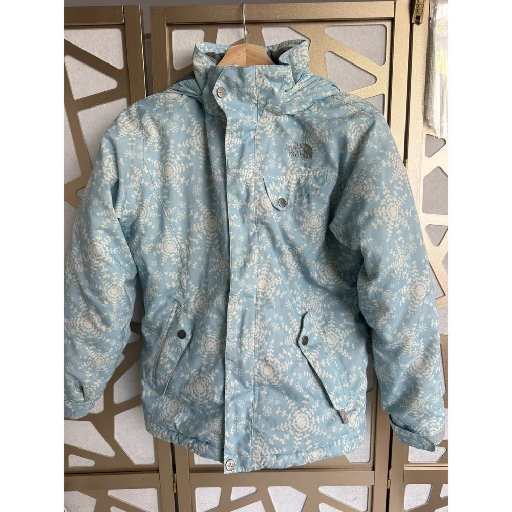 The North Face Jacket Girls Large 14 16 Blue HyVent Removable Hood Parka Coat